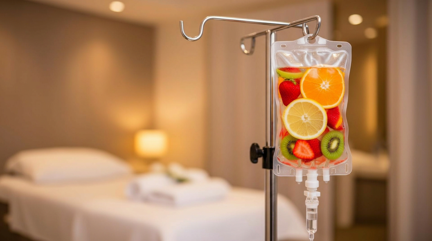 IV bag with fruit vitamins